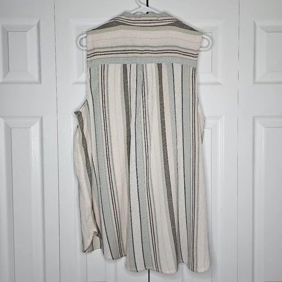 Sonoma Button Down Striped Tank Top Sz xl - Picture 6 of 11